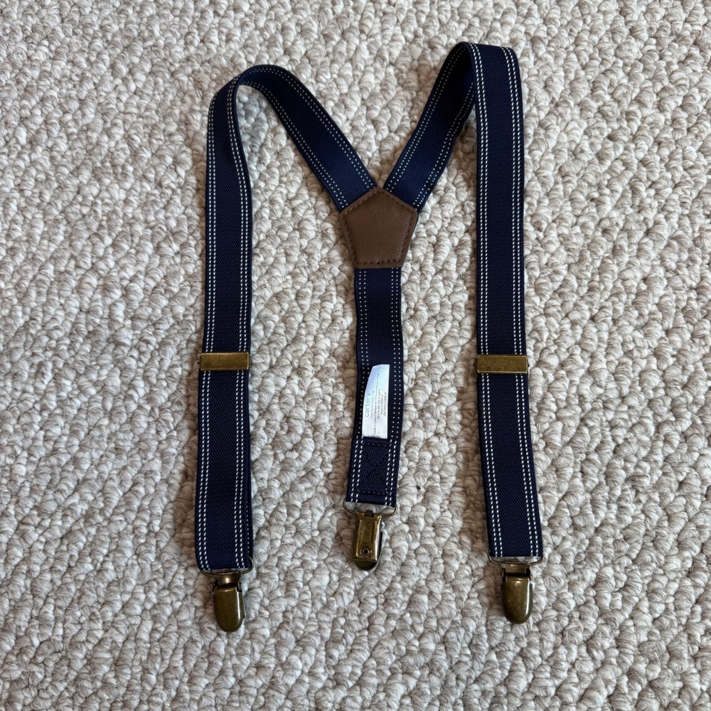 Carters Kids Navy Blue‎ Pinstripe Y-Back Adjustable Suspenders  One Size